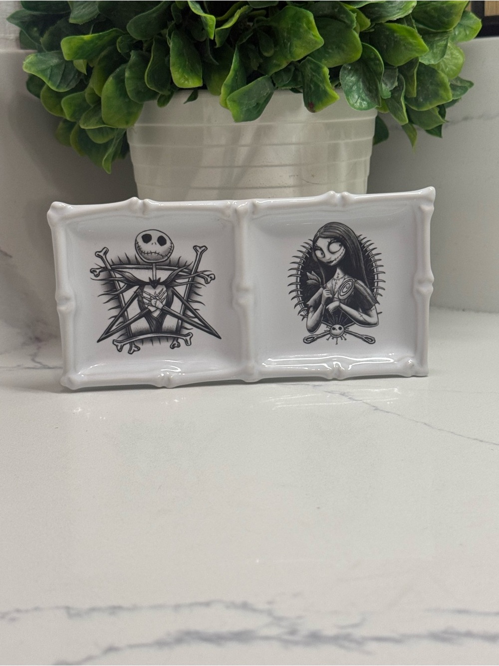 White Ceramic Decorative Tray- Nightmare Before Christmas